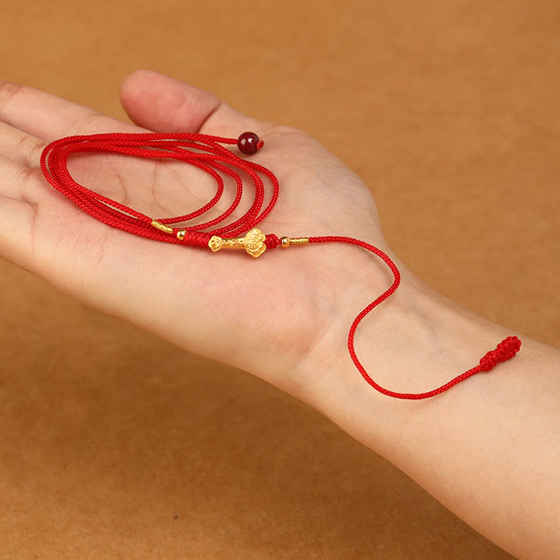 Cadena para el vientre de hilo rojo de oro macizo 999 con piedra de Buda
