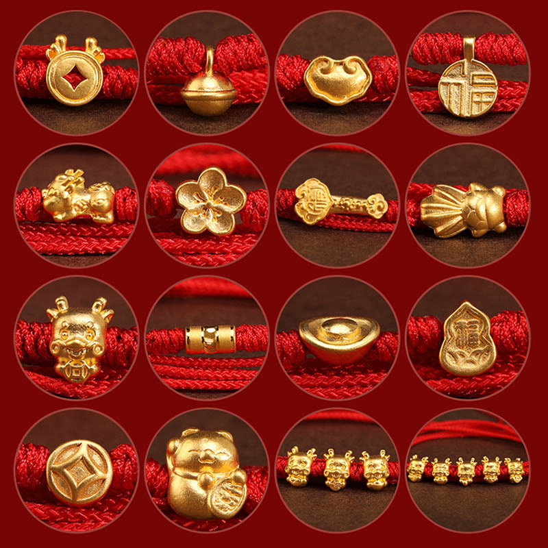 Cadena para el vientre de hilo rojo de oro macizo 999 con piedra de Buda