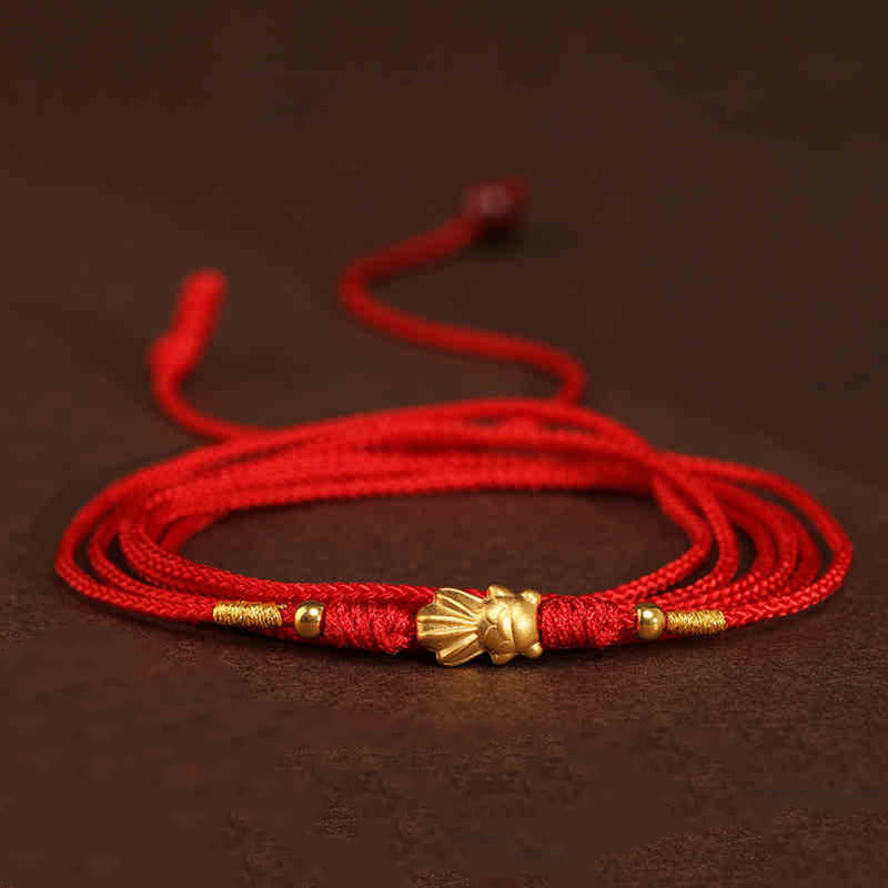 Cadena para el vientre de hilo rojo de oro macizo 999 con piedra de Buda