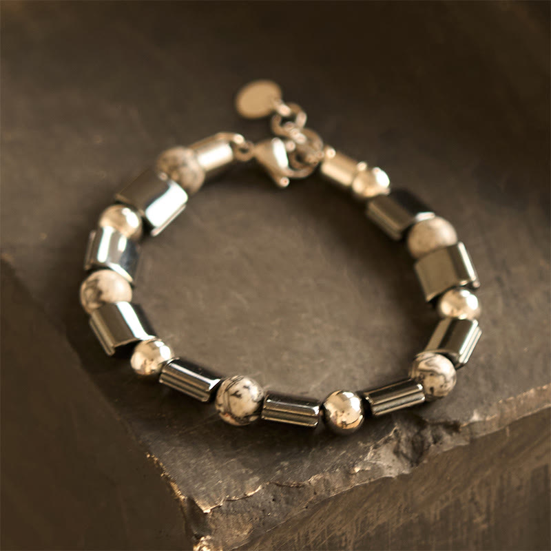 Pulsera de cadena con hebilla de soporte de jaspe Picasso, hematita, ojo de tigre y piedras de Buda