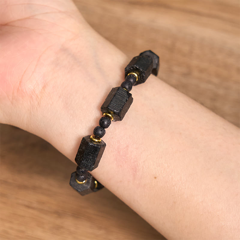 Pulsera de turmalina negra con piedras de Buda