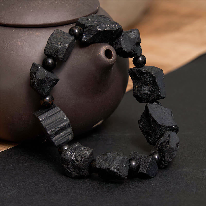 Pulsera positiva con turmalina negra irregular de Buddha Stones