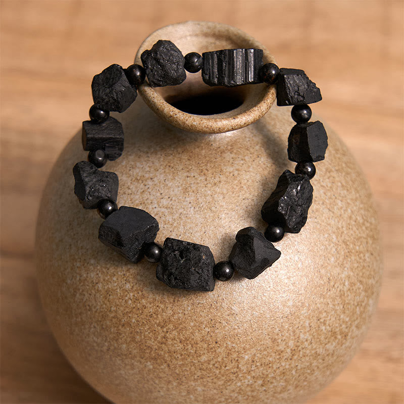 Pulsera positiva con turmalina negra irregular de Buddha Stones