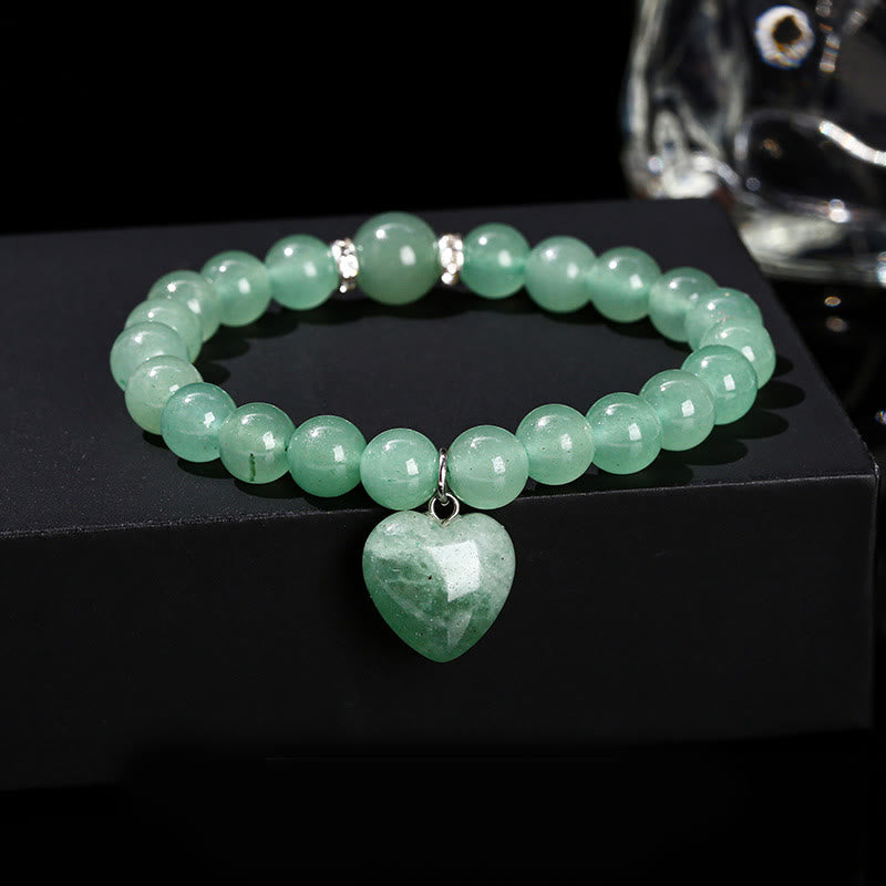 Pulsera de equilibrio con forma de corazón de amor y aventurina verde de varios cristales de Buda