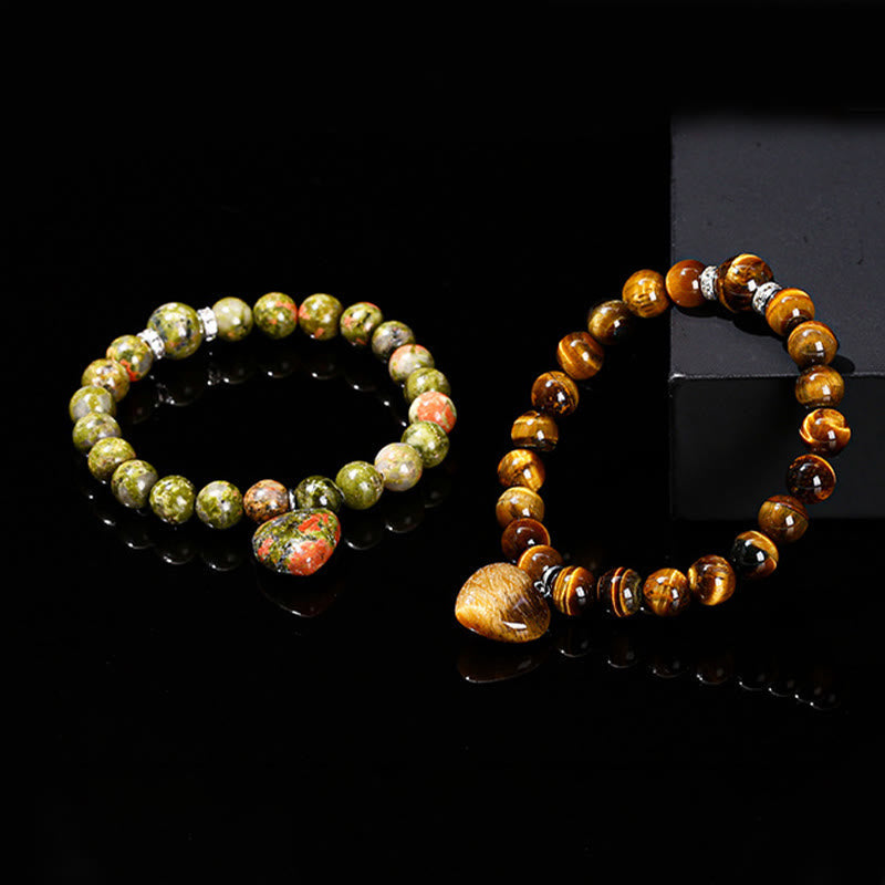 Pulsera de equilibrio con forma de corazón de amor y aventurina verde de varios cristales de Buda