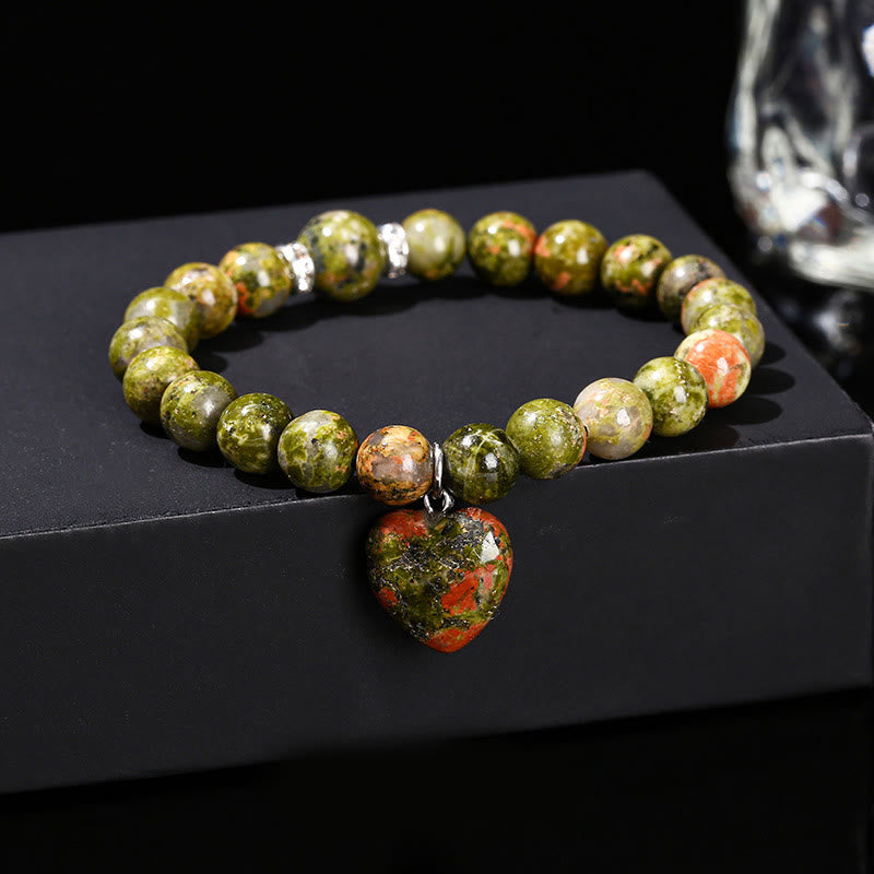 Pulsera de equilibrio con forma de corazón de amor y aventurina verde de varios cristales de Buda