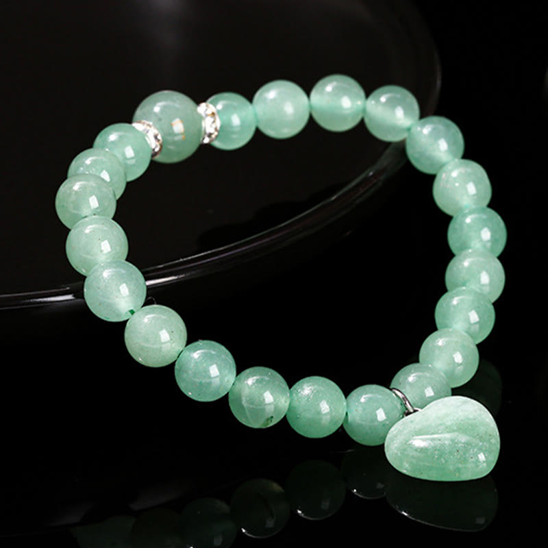 Pulsera de equilibrio con forma de corazón de amor y aventurina verde de varios cristales de Buda