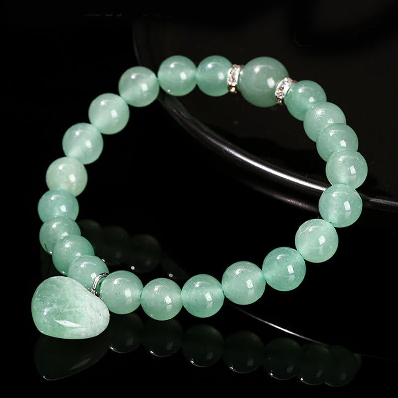 Pulsera de equilibrio con forma de corazón de amor y aventurina verde de varios cristales de Buda