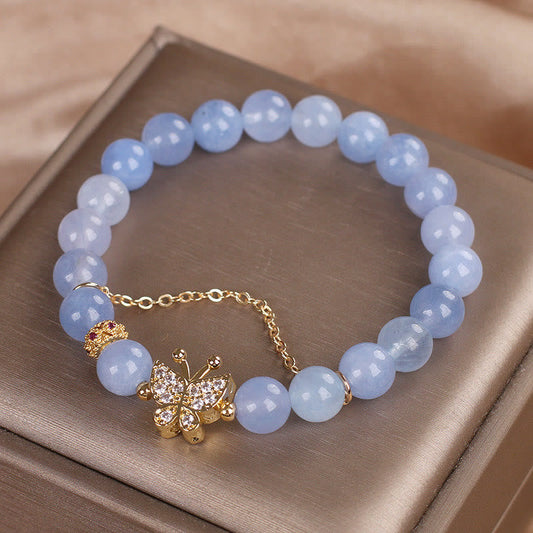 Buddha Stones Aquamarin Schmetterling Serenity Armband