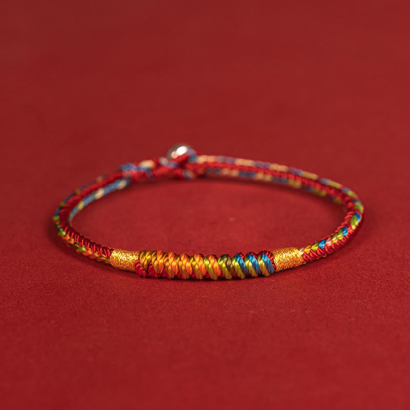 Pulsera de protección con hebilla de plata de ley 925 y hilo rojo multicolor con piedras de Buda