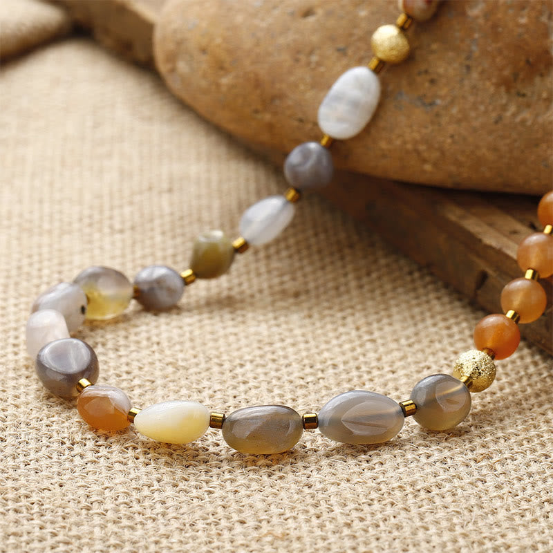 Pulsera creativa de triple vuelta con piedras de Buda, ágata de Botsuana, ágata roja y piedra emperador