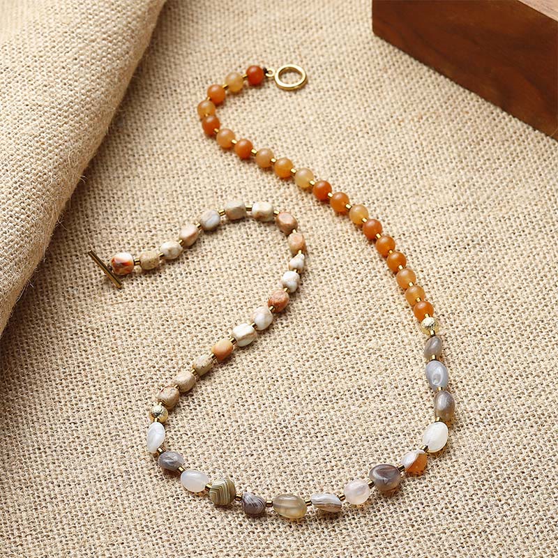Pulsera creativa de triple vuelta con piedras de Buda, ágata de Botsuana, ágata roja y piedra emperador