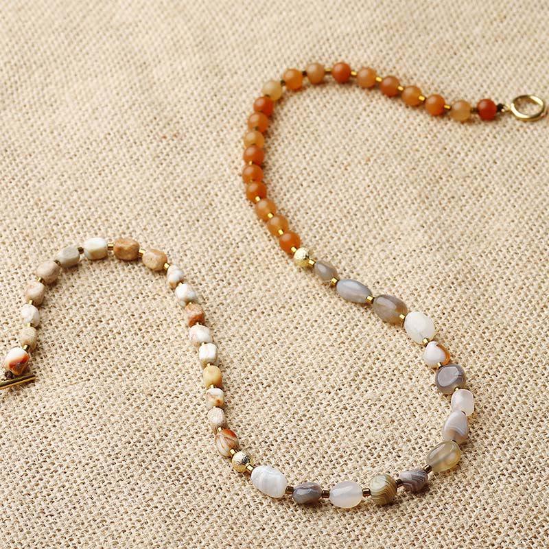 Pulsera creativa de triple vuelta con piedras de Buda, ágata de Botsuana, ágata roja y piedra emperador