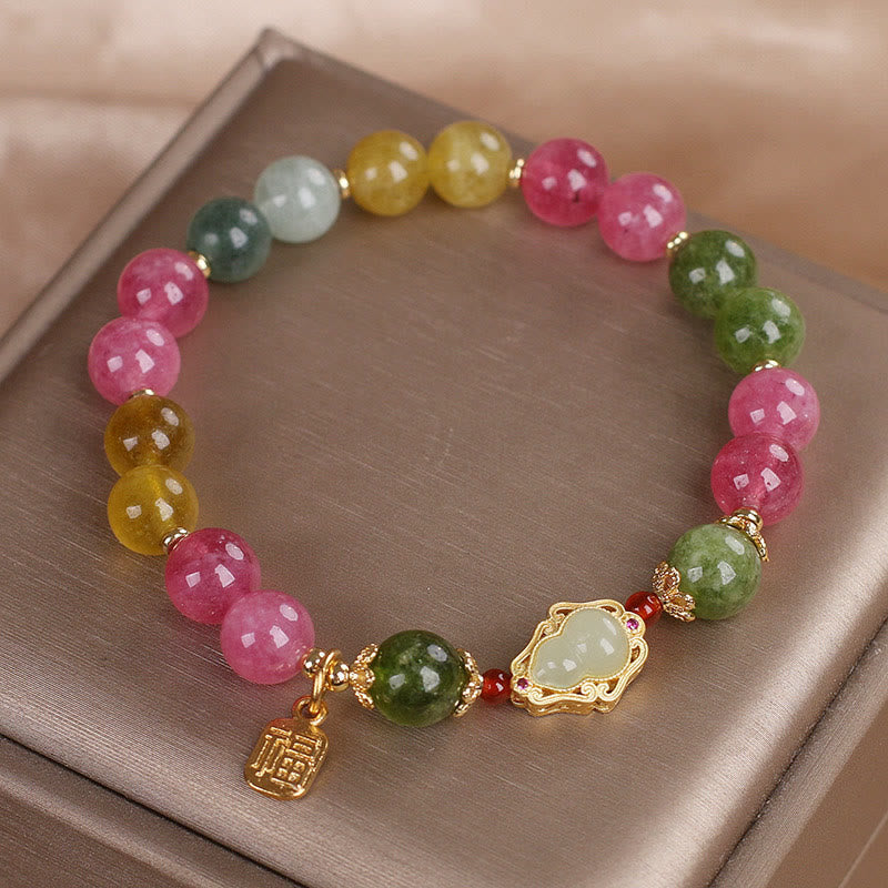 Pulsera de amor con carácter Fu y turmalina de piedras de Buda
