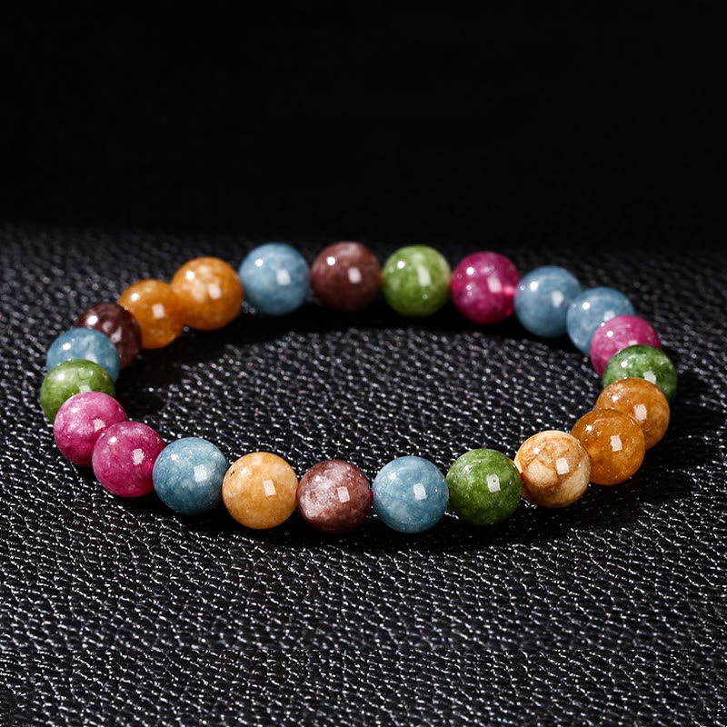 Pulsera positiva de turmalina multicolor con piedras de Buda