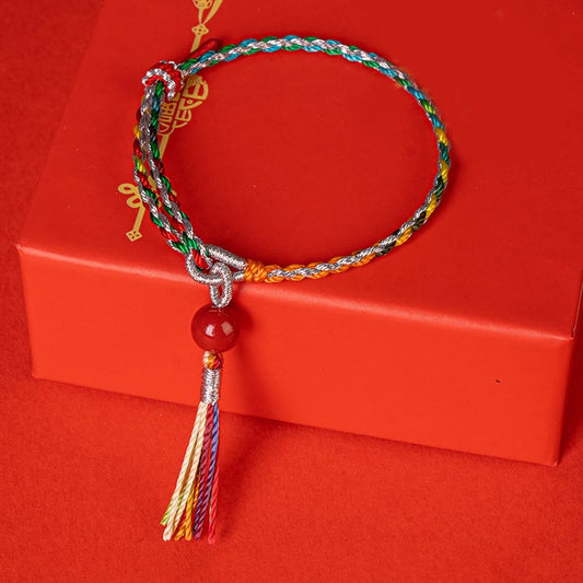 Buddha Stones Buntes Armband mit Zinnober-Konzentration