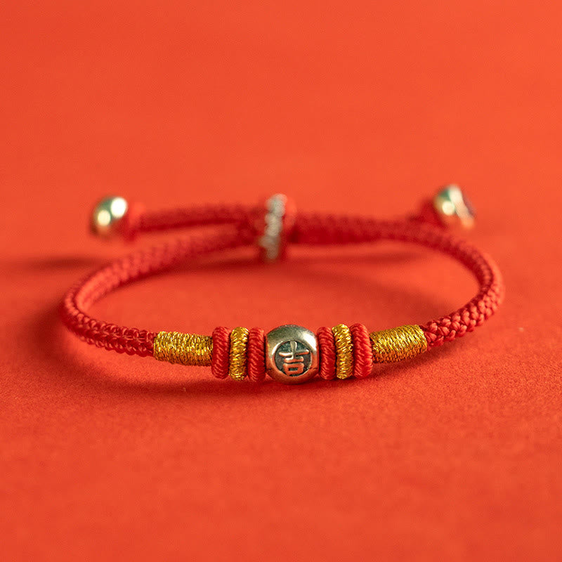 Pulsera protectora de caracteres chinos con hilo rojo y piedras de Buda