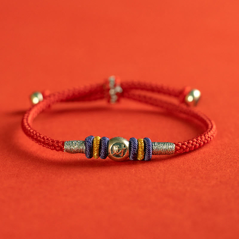 Pulsera protectora de caracteres chinos con hilo rojo y piedras de Buda