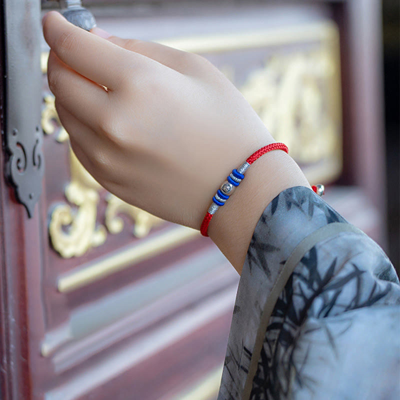 Pulsera protectora de caracteres chinos con hilo rojo y piedras de Buda