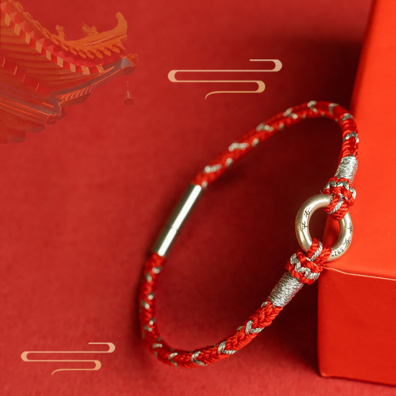 Pulsera de la suerte con hilo rojo de piedras de Buda en plata de ley 925