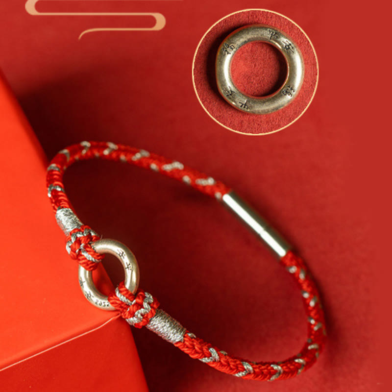 Pulsera de la suerte con hilo rojo de piedras de Buda en plata de ley 925