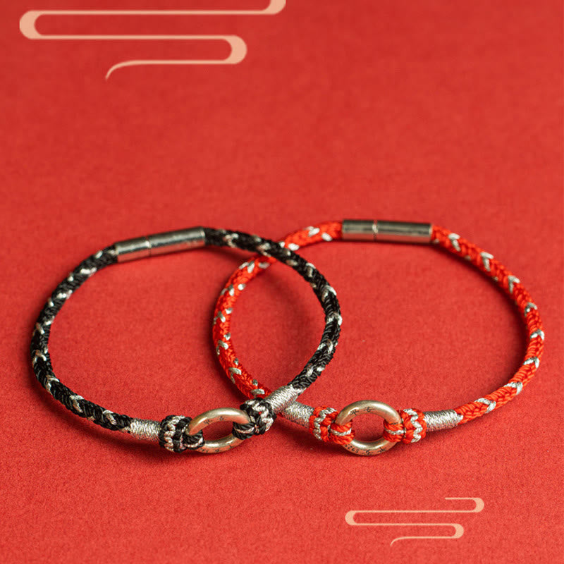 Pulsera de la suerte con hilo rojo de piedras de Buda en plata de ley 925