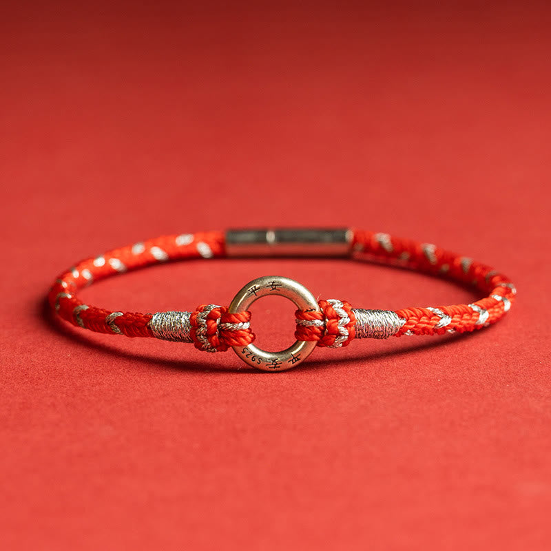 Pulsera de la suerte con hilo rojo de piedras de Buda en plata de ley 925