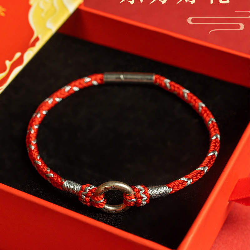 Pulsera de la suerte con hilo rojo de piedras de Buda en plata de ley 925