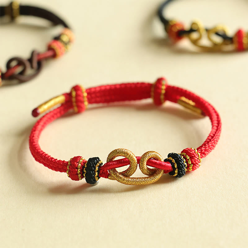 Pulsera de protección trenzada con diseño de lingote de piedras de Buda, hecha a mano