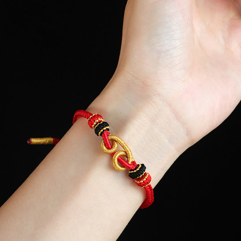 Pulsera de protección trenzada con diseño de lingote de piedras de Buda, hecha a mano