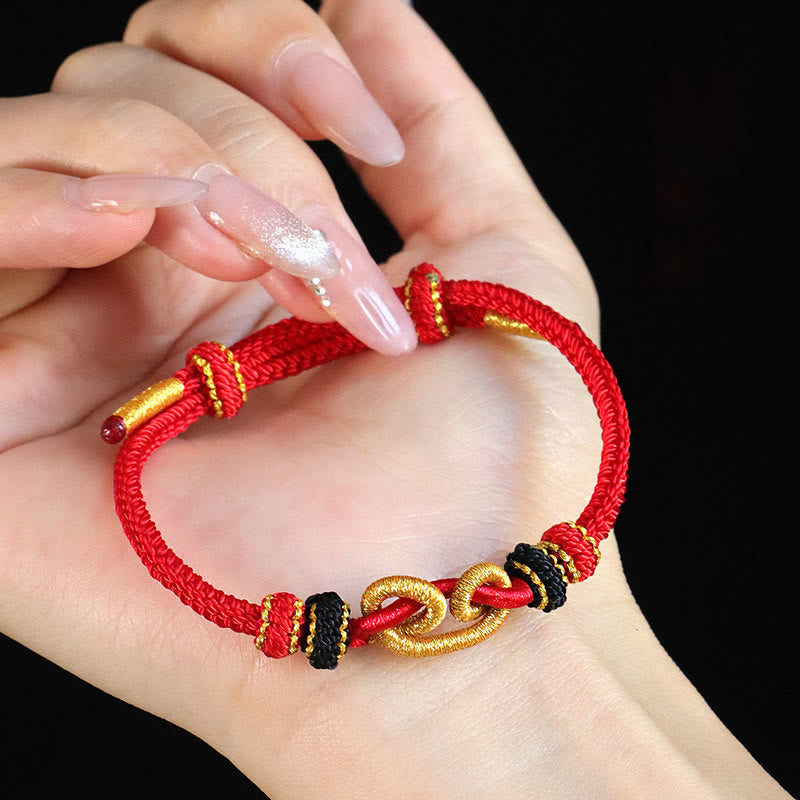 Pulsera de protección trenzada con diseño de lingote de piedras de Buda, hecha a mano