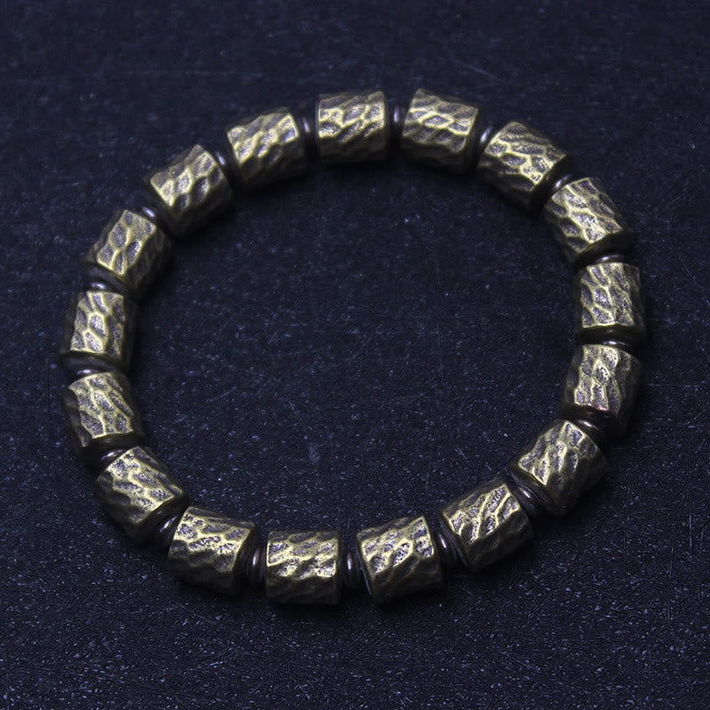 Pulsera de la suerte con diseño de cráter de meteorito de cobre y piedras de Buda