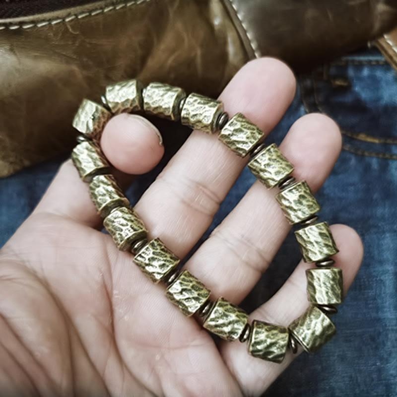 Pulsera de la suerte con diseño de cráter de meteorito de cobre y piedras de Buda
