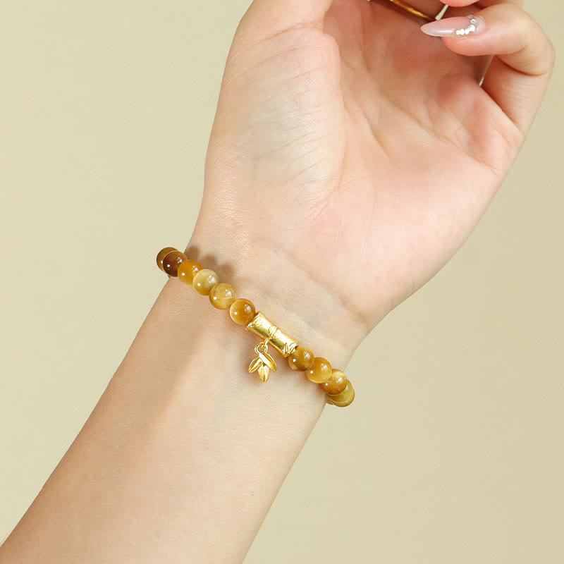 Pulsera de protección con piedras de Buda, ojo de tigre, carácter Fu, bambú, pez Koi, loto, Om Mani Padme Hum