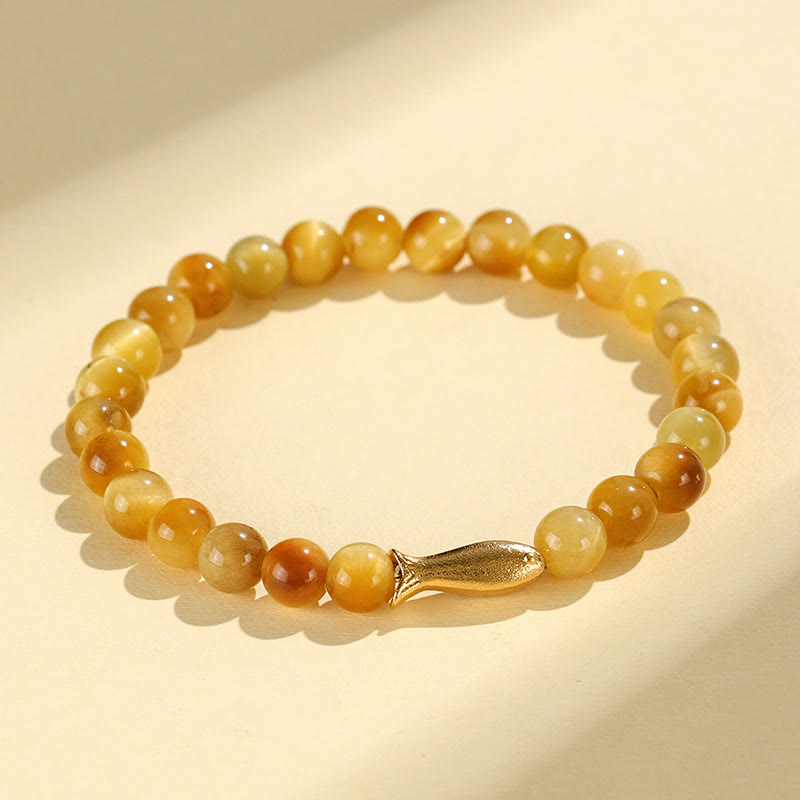 Pulsera de protección con piedras de Buda, ojo de tigre, carácter Fu, bambú, pez Koi, loto, Om Mani Padme Hum