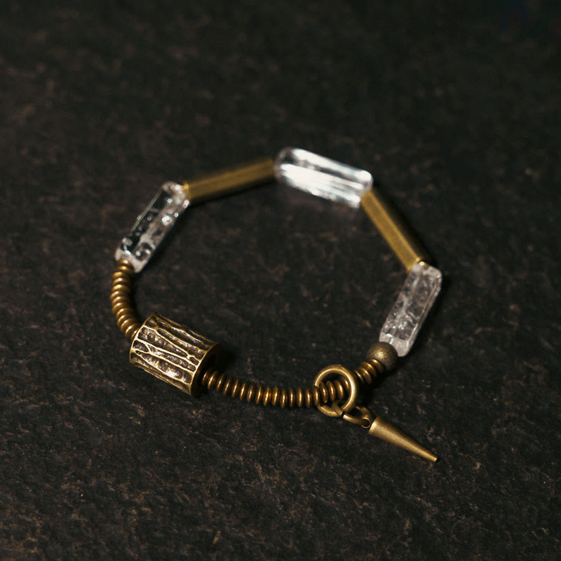 Pulsera de la suerte con cristales blancos cuadrados de cobre y piedras de Buda