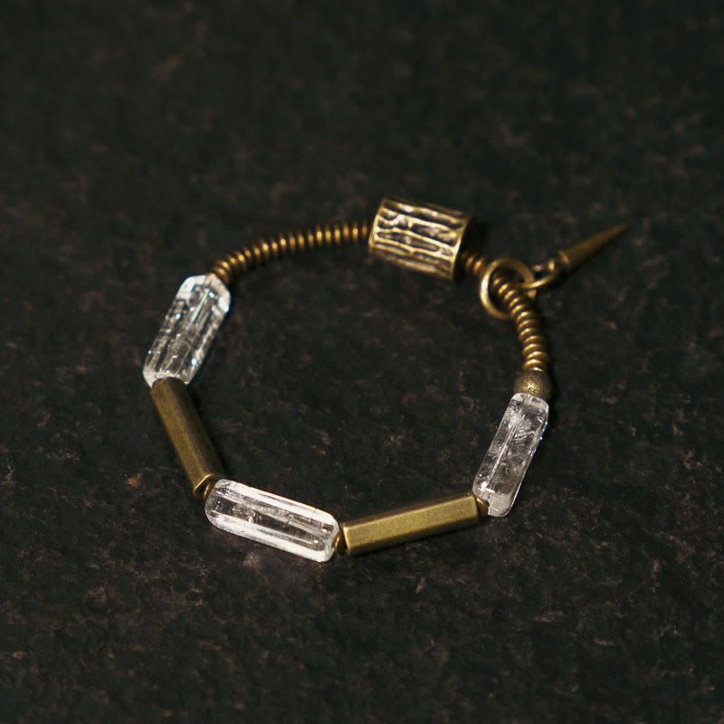 Pulsera de la suerte con cristales blancos cuadrados de cobre y piedras de Buda