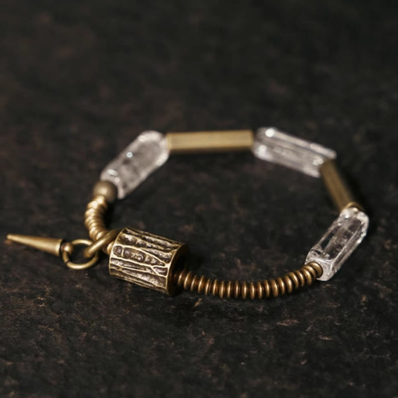 Pulsera de la suerte con cristales blancos cuadrados de cobre y piedras de Buda