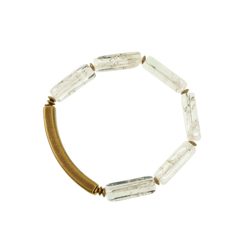 Pulsera de cobre con cristales blancos cuadrados y piedras de Buda para la suerte y la curación