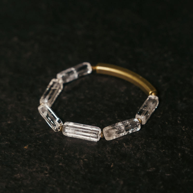 Pulsera de cobre con cristales blancos cuadrados y piedras de Buda para la suerte y la curación