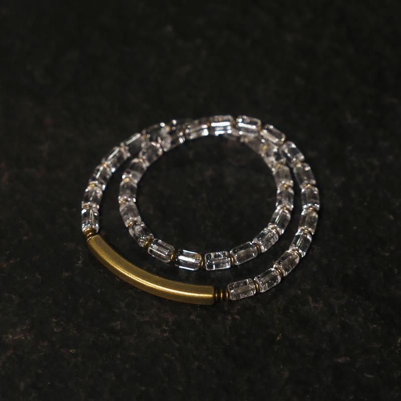 Pulsera de cobre con cristales blancos y piedras de Buda cuadradas