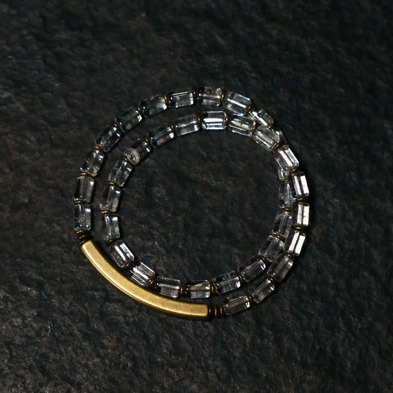 Pulsera de cobre con cristales blancos y piedras de Buda cuadradas