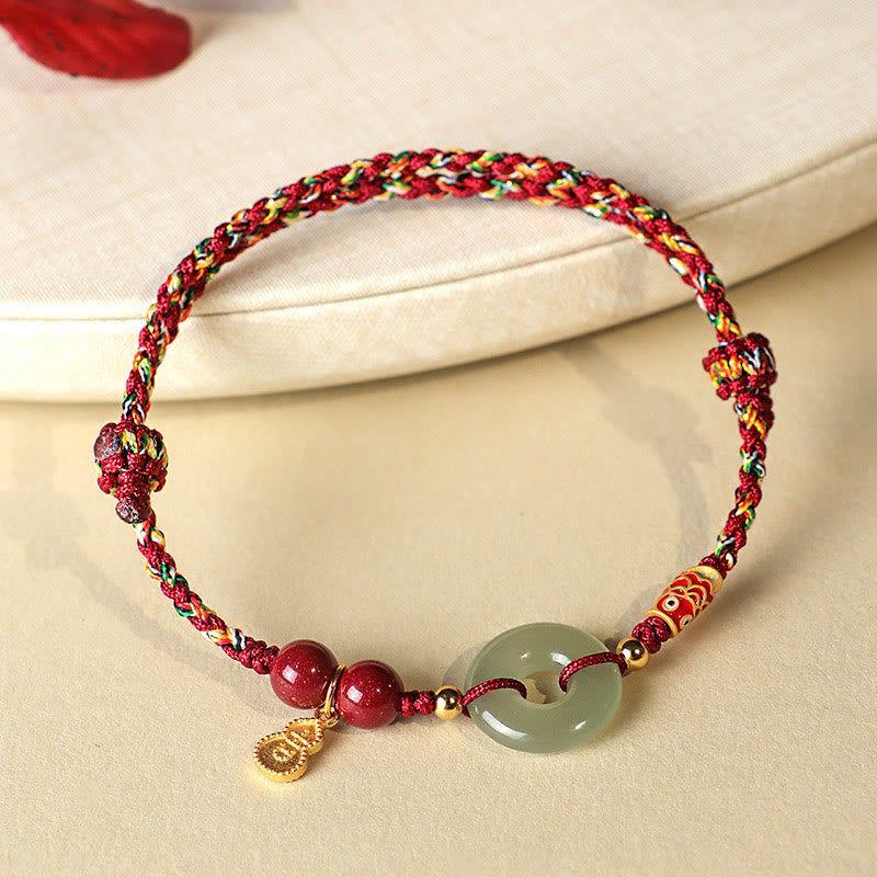 Pulsera de protección de plata 925 con cinabrio y hebilla de paz de jade hetiano, hilo rojo y hilo negro, con piedras de Buda