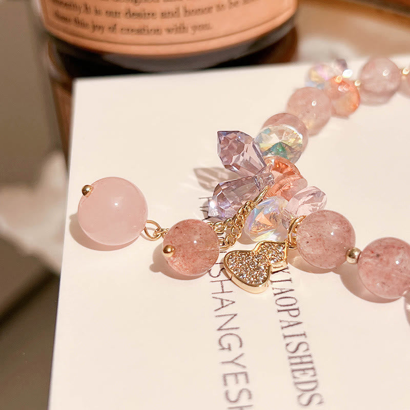 Buddha Stones Erdbeerquarz Kristall Kürbis Positives Armband
