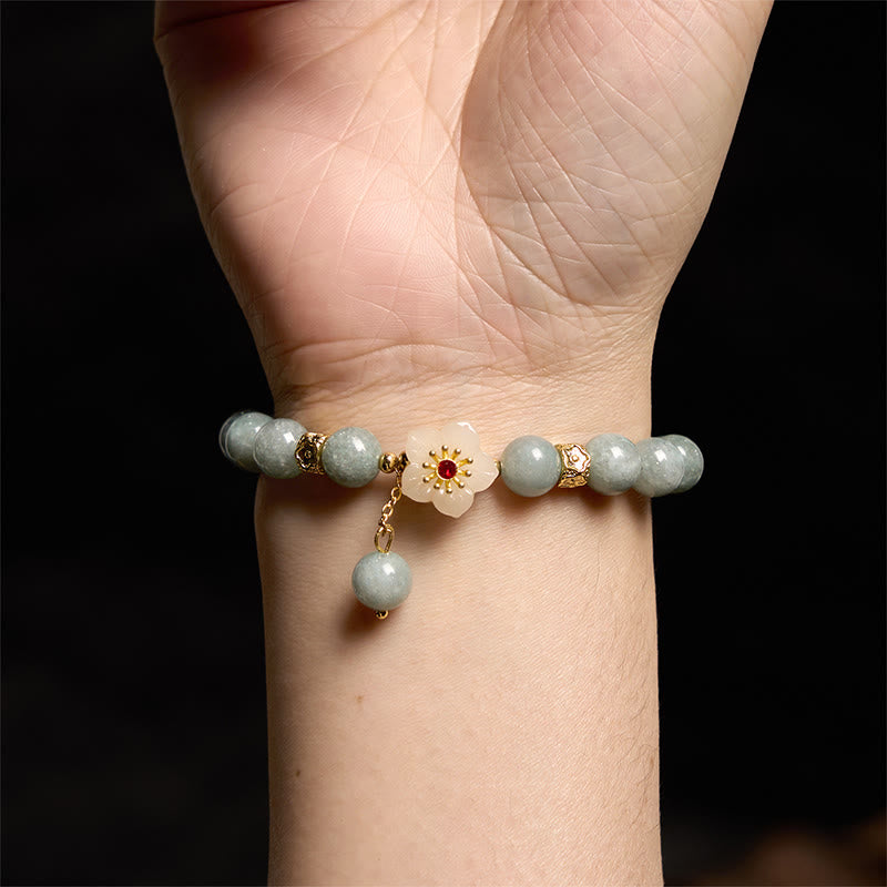 Pulsera de jade con flor de la abundancia y piedras de Buda