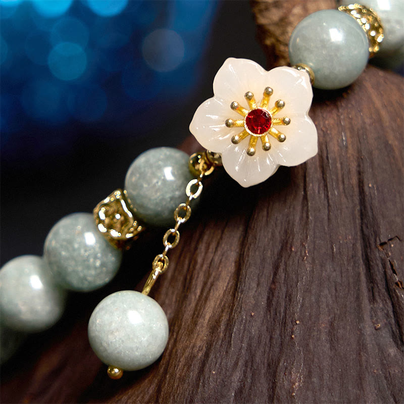 Pulsera de jade con flor de la abundancia y piedras de Buda