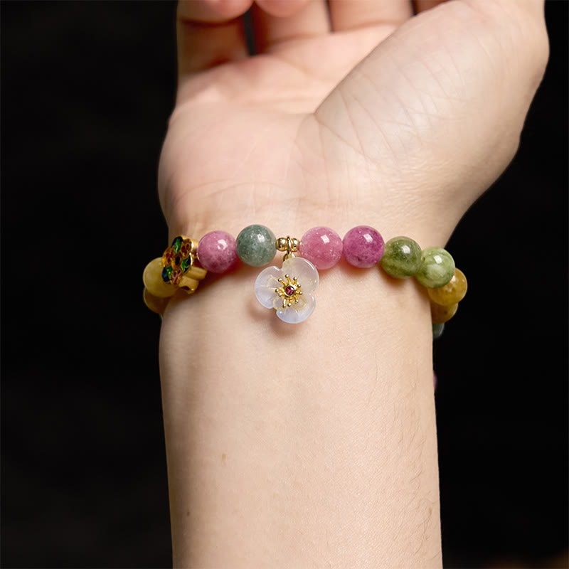 Pulsera de flor de la sabiduría con turmalina y piedras de Buda