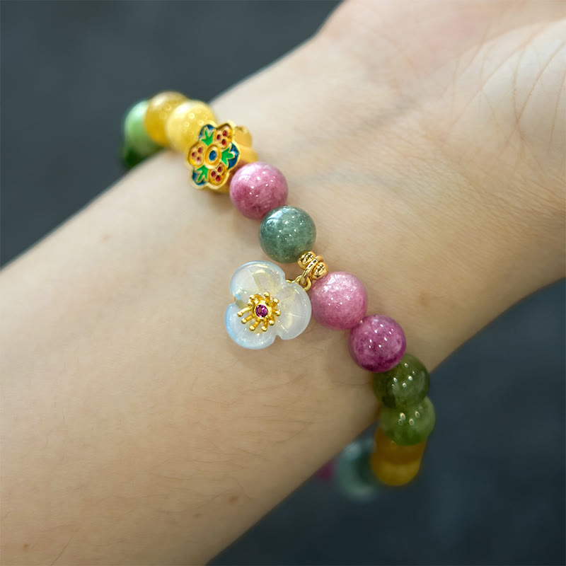 Pulsera de flor de la sabiduría con turmalina y piedras de Buda