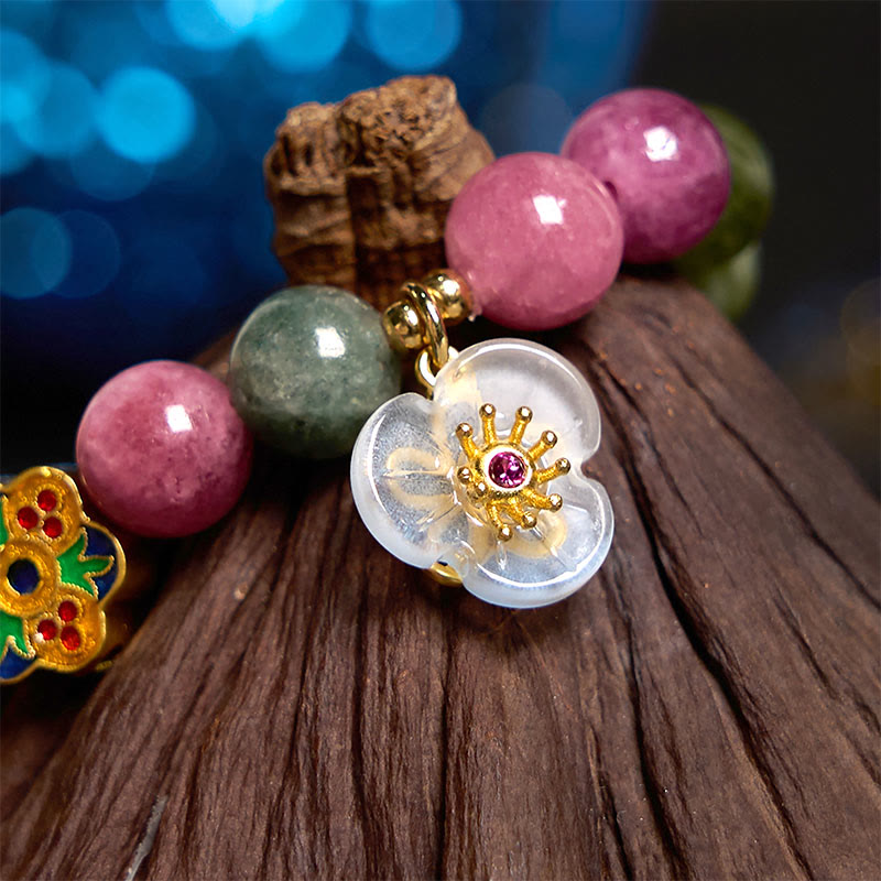 Pulsera de flor de la sabiduría con turmalina y piedras de Buda