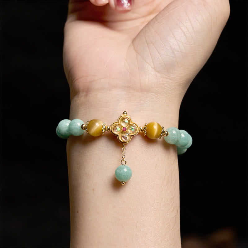 Buddha Stones Jade Gelbes Tigerauge Wohlstandsarmband